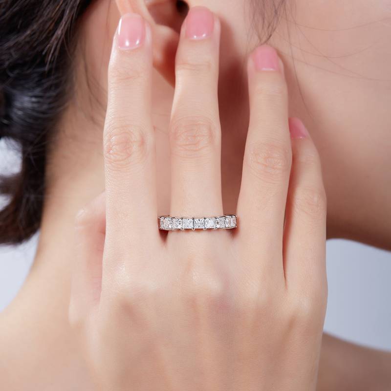 Zhengfang Full Body Ring S925 Silver Plated Platinum Moissanite Diamond Women's Ring 6.6 Carat D-Class